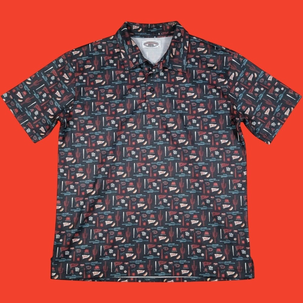 Arizona Diamondback Polo Shirt Mens L Black Sanderson Ford Geometric Polyester